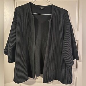 Ann Taylor Factory Black Ribbed Open Front Cardigan Size Medium